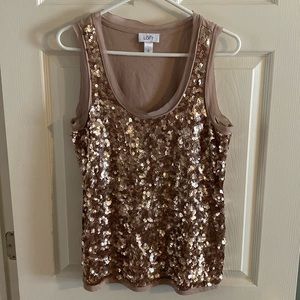 Ann Taylor Loft taupe sequin tank, size large